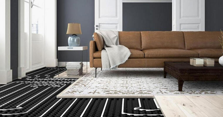 Hydronic underfloor heating cutaway